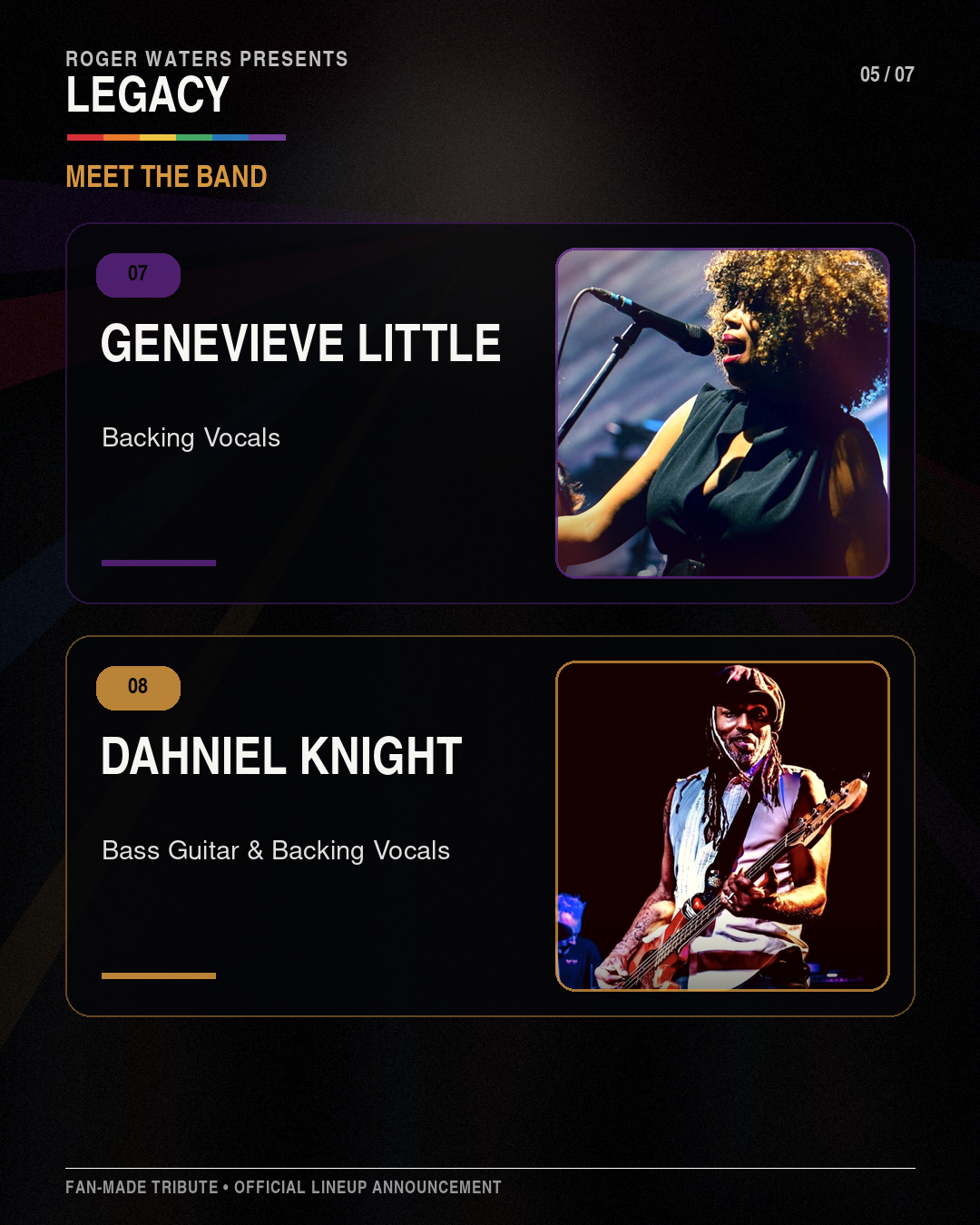 Legacy lineup: Genevieve Little and Dahniel Knight