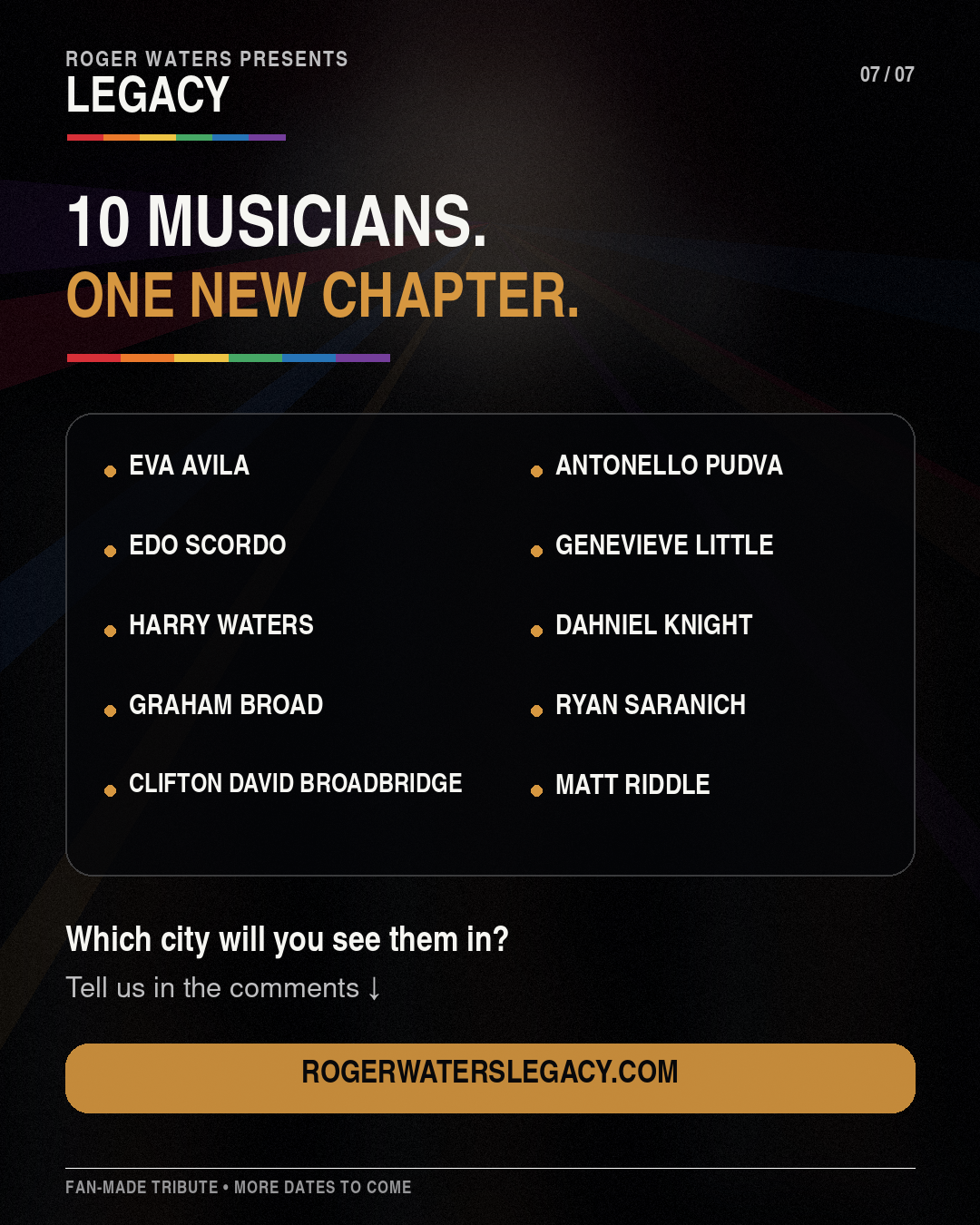 The complete Roger Waters Presents: Legacy lineup and tour announcement